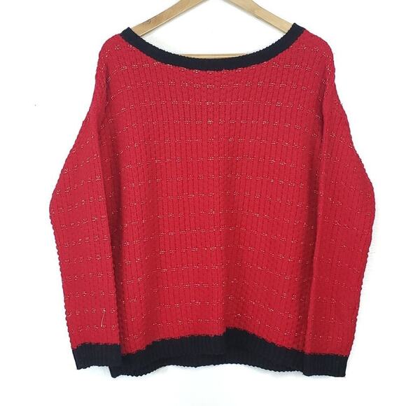 Gianni Bini Button Back Metallic Stitch Knit Sweater Holiday/Christmas/New Years - Picture 1 of 5